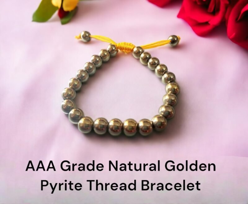Divinity Healing AAA Quality Golden Pyrite Bracelet 8mm Adjustable Thread Bracelet Money Magnet For Prosperity, Abundance & Manifestation Chakra Healing Bracelets Abundance Stones 15
