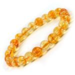 Natural Citrine Semi Precious Gemstone Bracelet, Crystal Stone 8mm Beads Bracelet Round Shape for Reiki Healing, Crystal Healing and Chakra Balance