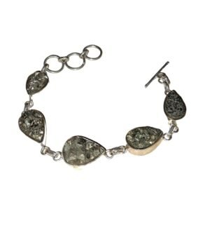 Pyrite Geode Original 5 In 1 Certified Stylish Chain Unisex Bracelet To Attract Wealth Prosperity And Good Luck