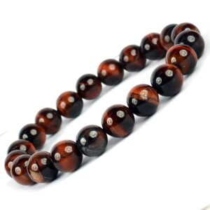 Natural Red Tiger's Eye Semi Precious, Stone Bracelet, Crystal Stone 8mm Beads Bracelet Round Shape for Reiki Healing and Crystal Healing Chakra Stones