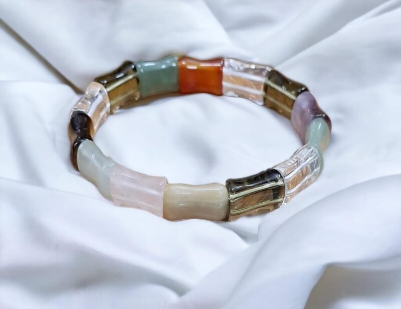 Divinity Healing Natural Real Pure 7 Chakra Crystal Certified 10 mm Flat Faceted Bracelet for Men and Women for Good Luck, Love, Abundance, Healing and Meditation Chakra Healing Bracelets 7 Chakra Bracelet 19