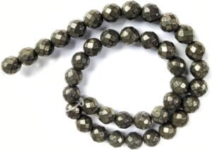 Pyrite Stone Original Certified Stone Diamond Cut 10mm Unisex Faceted Adjustable thread Bracelet for Wealth Prosperity Good Luck and Success - Increased Will Power and Manifestation