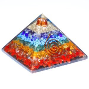 Natural Seven Chakra Orgone Pyramid Vastu for Home Study Table Office Desk Reiki Feng Shui Reiki Symbol Crystal Showpieces for Home Decor Education Gifts