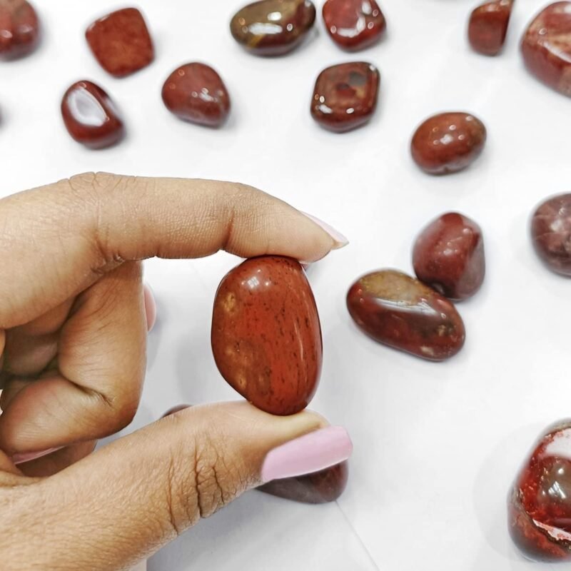 Divinity Healing Crystals Natural Tumbled Stones for Reiki Healing (Red jasper Tumbled Stone) Value Pack Of 2 Chakra Tumbled Stones Abundance Stones 11