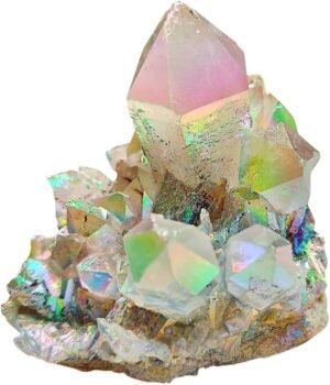 Divinity Lab Certified Aura Quartz Crystal Cluster / Geodes - Crystasl for Meditation and Healing - For Joy, Peace and Positive Energy (352.69 Grams)