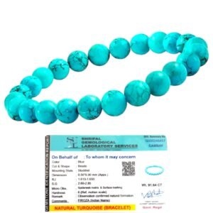 Natural Turquoise (Firoza) Bracelet Lab-Certified AAA Grade 8mm Stretchable Original Unisex Bracelet For Throat Chakra, Communication, Good Luck & Manifestation