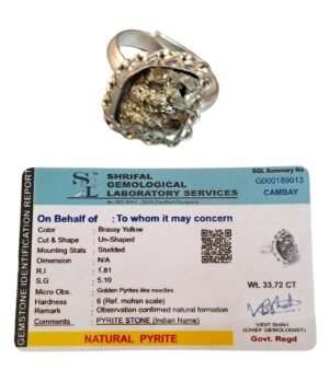 Lab Certified AAA Grade Natural Pyrite Geode Ring Adjustable Ring Original Pyrite Crystal Money Magnet For Abundance, Prosperity & Manifestation (Unisex Original Pyrite Ring)