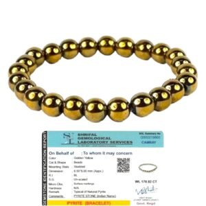 AAA Grade Golden Pyrite Bracelet Authentic Lab-certified 8mm Stretchable Bracelet For Men & Women