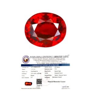 Natural African Hessonite Garnet Gemstone (Gomed) Original Lab-Certified AAA Grade Premium Oval-shaped Cabochon For Healing, Meditation & Ring Jewelry 4 carat approx.
