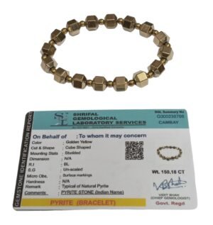 Divine Spirituals Golden Pyrite Certified Cubical Beads Bracelet for Men and Women - Money Magnet Bracelet for Financial Abundance, Prosperity and Business Success