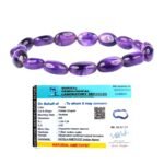 Divinity Healing Natural Amethyst Bracelet AAA Grade Certified Pebble Oval Shape Unisex Real Crystal Bracelet for Spiritual Growth, Calmness, & Intuition Chakra Healing Bracelets Abundance Stones 14