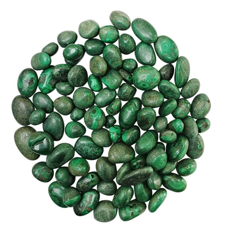 Divinity Healing Natural Malachite Tumbled Stone Crystal Tumble Stone Crystals Gemstones Tumbled Pebble Stones for Reiki Healing – Value Pack of 2 Crystal Mala Abundance Stones 10