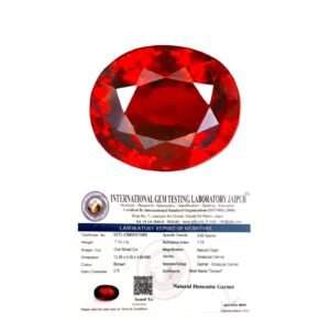 Natural African Hessonite Garnet Gemstone (Gomed) Original Lab-Certified AAA Grade Premium Oval-shaped Cabochon For Healing, Meditation & Ring Jewelry 7 carat approx.