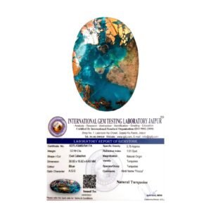 Natural Premium Turquoise (Firoza) Gemstone Original Lab-certified Unisex Turquoise Cabochon For Protection, Healing & Jewelry approx. 32 carat