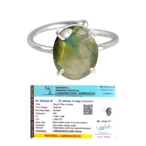 Premium Labradorite Diamond-Cut Natural Gemstone Ring AAA Grade Adjustable Lab-Certified Unisex Original Crystal Ring For Third Eye Chakra, Protection, Manifestation & Meditation