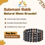 Divinity Healing Natural Sulemani Hakik Bracelet Lab Certified Original 10mm Unisex Stretchable Real Crystal Bracelet For Grounding, Protection, Courage, Stability & Meditation Chakra Healing Bracelets Abundance Stones 16