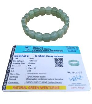 Pure Green Aventurine Flat Faceted Certified 10 mm Unisex Bracelet for Abundance, Prosperity, Self Love, Wealth and Protection