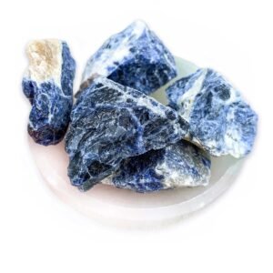 Divine Sodalite Raw Rough Stones. Weight: 100 to 150 Grams Approx. | Pack of 1 to 4 Beautiful Natural Raw Stones depending on Raw Crystal Stone Size | Hand Picked and Cleaned