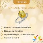 Divinity Healing Premium Citrine Diamond-Cut Natural Gemstone Ring AAA Grade Adjustable Lab-Certified Unisex Original Crystal Ring For Success, Prosperity & Wealth Crystal Gemstone Rings Abundance Stones 17 Divinity Healing Premium Citrine Diamond-Cut Natural Gemstone Ring AAA Grade Adjustable Lab-Certified Unisex Original Crystal Ring For Success, Prosperity & Wealth Crystal Gemstone Rings Abundance Stones 17