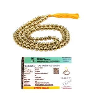 Golden Pyrite Jaap Mala Premium Certified 108+1 Beads Unisex Crystal Mala For Prosperity, Abundance & Manifestation For Jewellery & Jaap