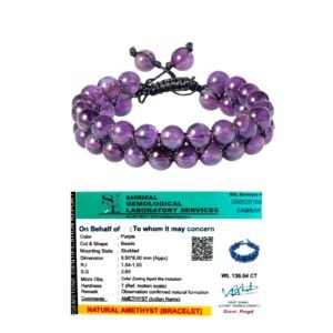 Natural Amethyst Bracelet Double-layered Macrame Adjustable 8mm Lab-Certified Unisex Real Crystal Bracelet For Crown & Third Eye Chakra, Peace & Meditation