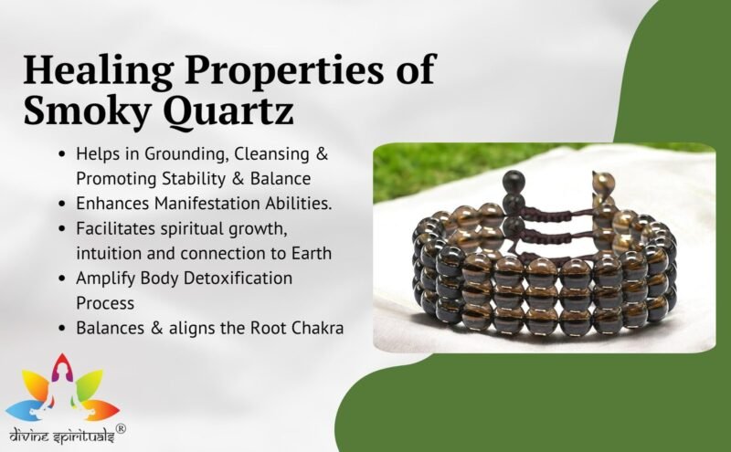 Divinity Healing Natural Smoky Quartz Bracelet Original Certified 8mm Unisex Adjustable Thread Premium Real Crystal Bracelet for Grounding, Protection, & Emotional Stability Chakra Healing Bracelets Abundance Stones 14