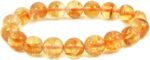 Divinity Natural Pure Citrine Certified 10 mm Unisex Bracelets Super AAA Quality for Healing Meditation Success and Abundance (Natural Citrine Band Bracelet, 14 mm)