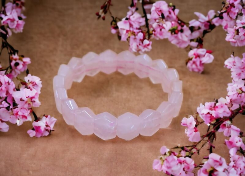 Divinity Healing Crystals Natural Rose Quartz Pure Flat Bead Faceted Crystal Certified 10 mm Bracelet for Men and Women for Good Luck, Love, Abundance, Healing and Meditation (Natural Rose Quartz Bracelet) Chakra Healing Bracelets Abundance Stones 20