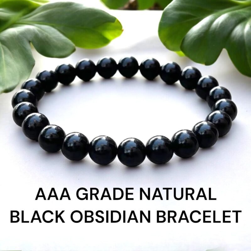 Divinity Healing Natural Black Obsidian Bracelet Lab-Certified AAA Grade 8mm Stretchable Original Unisex Bracelet For Root Chakra, Grounding Energy, Protection & Meditation Chakra Healing Bracelets Abundance Stones 17