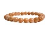 Natural Peach Moonstone Semi Precious, Stone Bracelet, Crystal Stone 8mm Beads Bracelet Round Shape for Reiki Healing and Crystal Healing Chakra Stones