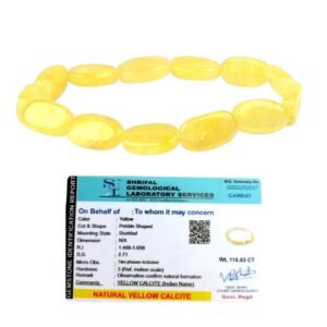 Natural Yellow Calcite Bracelet AAA Grade Certified Pebble Oval Shape Unisex Real Crystal Bracelet for Confidence, Positivity, & Emotional Healing