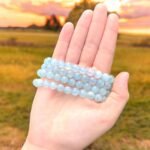 Divinity Healing Natural Blue Aquamarine Bracelet Lab-Certified AAA Grade 8mm Stretchable Original Unisex Bracelet For Throat Chakra, Communication, Spiritual Growth & Meditation Chakra Healing Bracelets Abundance Stones 28