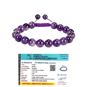 Natural Amethyst Bracelet Lab-Certified AAA Grade 8mm Thread Macrame Adjustable Original Unisex Crystal Bracelet For Luck, Manifestation & Prosperity