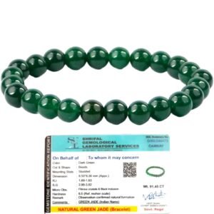 Lab Certified AAA Grade Natural Green Jade Unisex Bracelet 8mm Stretchable Original Real Crystal 'Stone of Good Luck' Bracelet For Peace & Manifestation