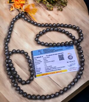 Original Pyrite Jaap Mala 108 + 1 - 8 mm Beads for Prosperitiy Wealth Willpower and Financial Abundance with 1 Palo Santo Smude and 1 Pine Wood Box
