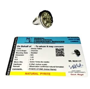 Lab Certified AAA Grade Natural Pyrite Ring Adjustable Ring Original Pyrite Crystal Money Magnet For Abundance, Prosperity & Manifestation (Unisex Original Pyrite Ring)