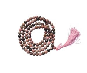 Divine Spirituals Certified 108 Plus 1 Beads Mala Collection for Men and Women Natural Pure 8 mm Beads - for Yoga Reiki Meditation Feng Shui Natural Rhodonite Mala