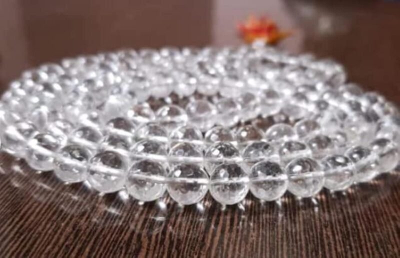 Divinity Healing Natural Clear Quartz Pure Certified Jaap Mala Collection for Men and Women Natural Pure 8 mm Beads – for Yoga Reiki Meditation Feng Shui with Palo Santo Smudge Stick Crystal Mala Abundance Stones 7