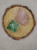 Divinity Healing Aqua Marine Obsidian and Rose Quartz Raw Natural Crystal Combo with Wooden Natural Bark Coaster Natural Healing Crystals Abundance Stones 9