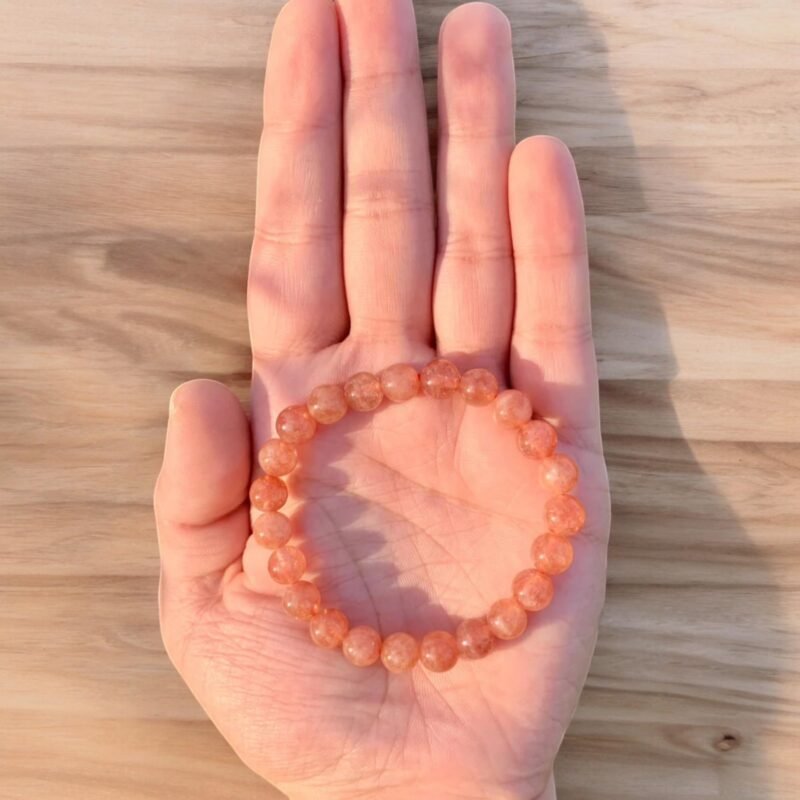 Divinity Healing Natural Sunstone Bracelet Lab-Certified AAA Grade 8mm Stretchable Original Unisex Bracelet For Sacral & Solar Plexus Chakra, Abundance, Creativity, Manifestation & Meditation Chakra Healing Bracelets Abundance Stones 19