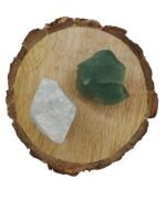 Divinity Healing Amazonite and Green Aventurine AAA Grade Raw Natural Crystal Combo with Wooden Natural Bark Coaster for Healing, Meditation and Manifestation Natural Healing Crystals Abundance Stones 12