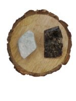 Divinity Healing Amazonite + Labradorite AAA Grade Raw Natural Crystal Combo with Wooden Natural Bark Coaster for Healing, Meditation and Manifestation Natural Healing Crystals Abundance Stones 13