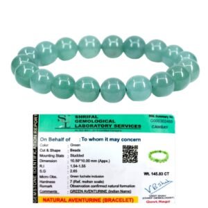 Lab Certified Premium Natural Green Aventurine Bracelet 10mm Strechable Original Real Crystal 'Stone of Growth' Bracelet For Abundance, Prosperity & Growth For Men & Women