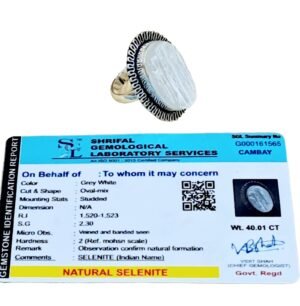 Divine Certified Selenite Crystal Ring for Abundance, Prosperity, Self Love, Wealth and Protection