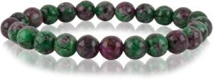 Natural Ruby Zoisite Semi Precious Gemstone Bracelet, Crystal Stone 8mm Beads Bracelet Round Shape for Reiki Healing, Crystal Healing and Chakra Balance