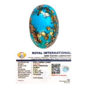 AAA Grade Natural Turquoise Gemstone Lab-certified Premium Feroza/Firoza Cabochon For Protection, Healing & Jewelry approx. 4-6 carat