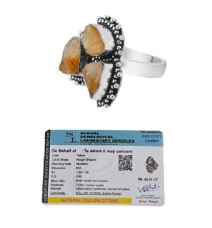Raw Citrine Triple Money Stone Adjustable Ring for Financial Abundance Wealth Good Luck and Prosperity