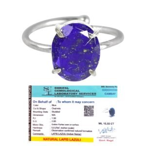 Premium Lapis Lazuli Diamond-Cut Natural Gemstone Ring AAA Grade Adjustable Lab-Certified Unisex Ring For Third Eye Chakra, Spiritual Growth, Meditation & Inner Peace