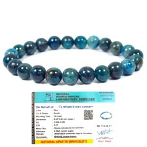 Lab Certified AAA Grade Natural Apatite Bracelet 8mm Strechable Original Real Crystal Unisex Bracelet For Clarity, Creativity and Chakra Alignment