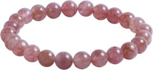 Strawberry Quartz Natural Bracelet Pure Certified For Men and Women Adjustable 8mm Lab Certified Gemstone For Men and Women Bracelet for Healing Meditation Success and Abundance